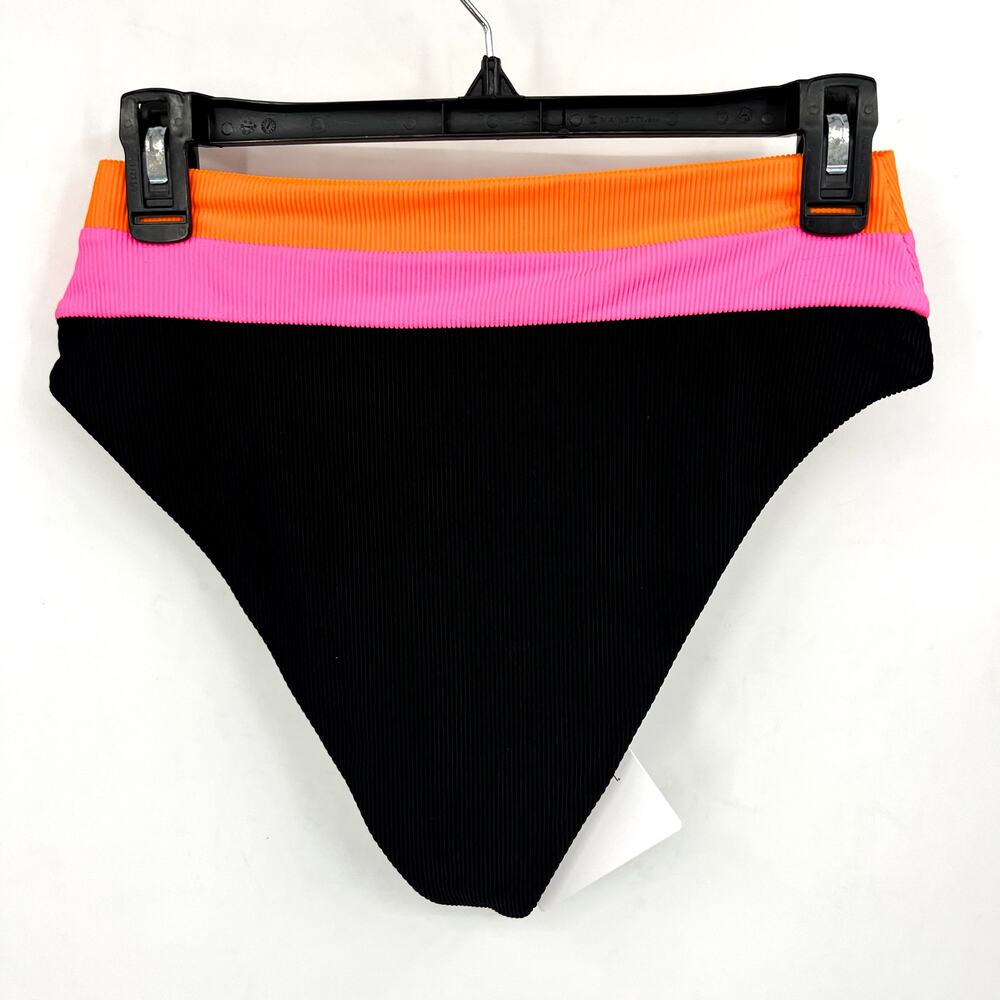 BEACH RIOT Heidi Colorblock High Waist Bikini Bottoms Medium Black Orange NWT - Picture 7 of 14